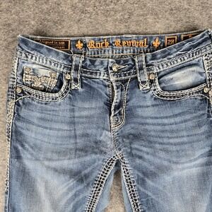 Rock Revivial BETTY Distressed Jeans 28 Patched Y2K Cowgirl Country